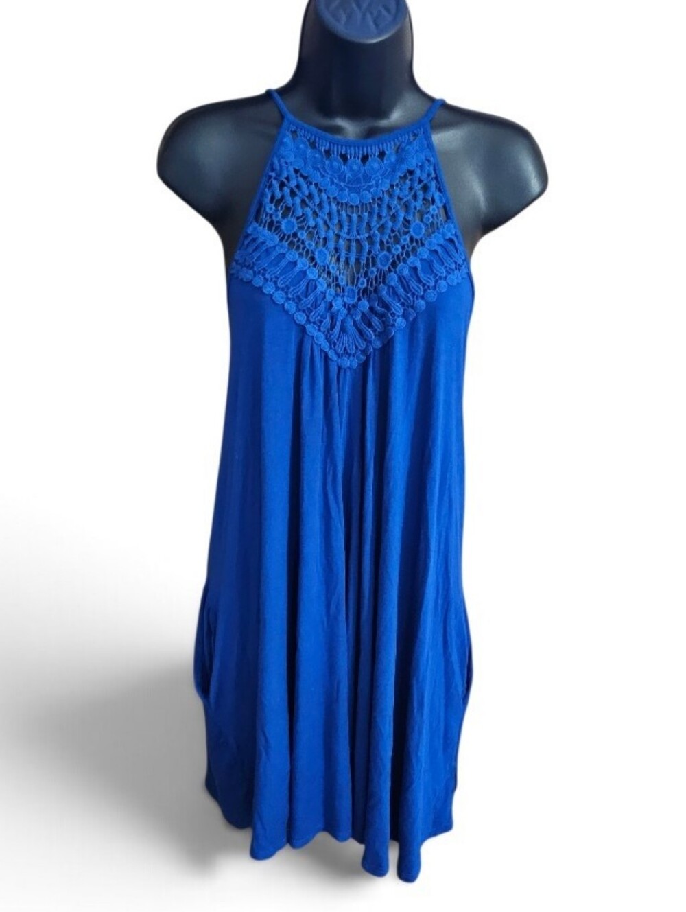 Sweet Lovely By Jen Royal Blue Halter Neck Dress/Tunic Top